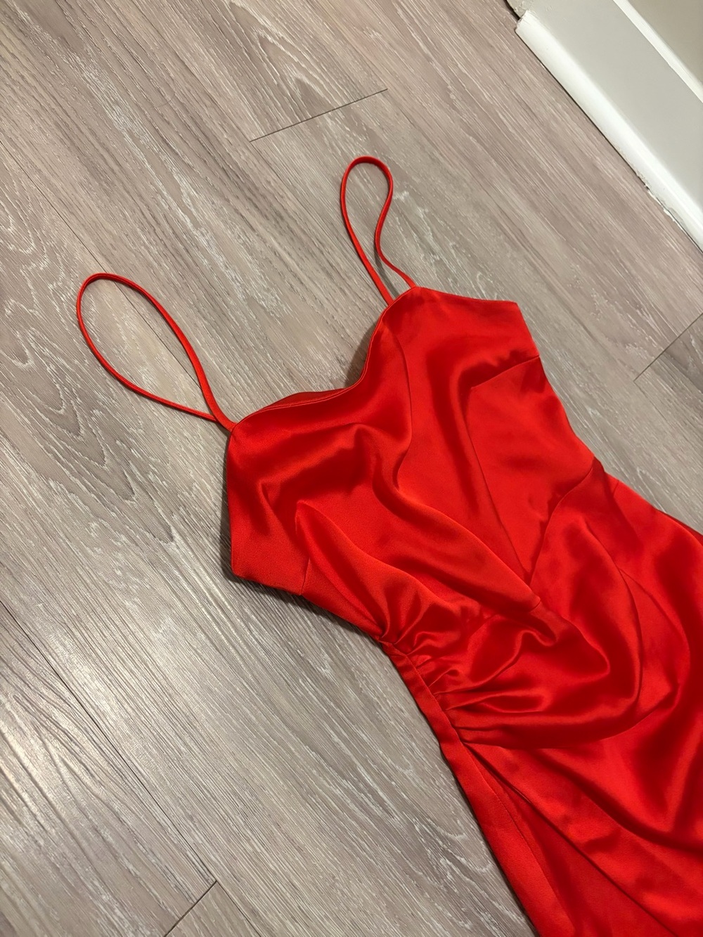 Zara Red Satin Cowl Neck Mini Dress XS - Picture 3 of 5